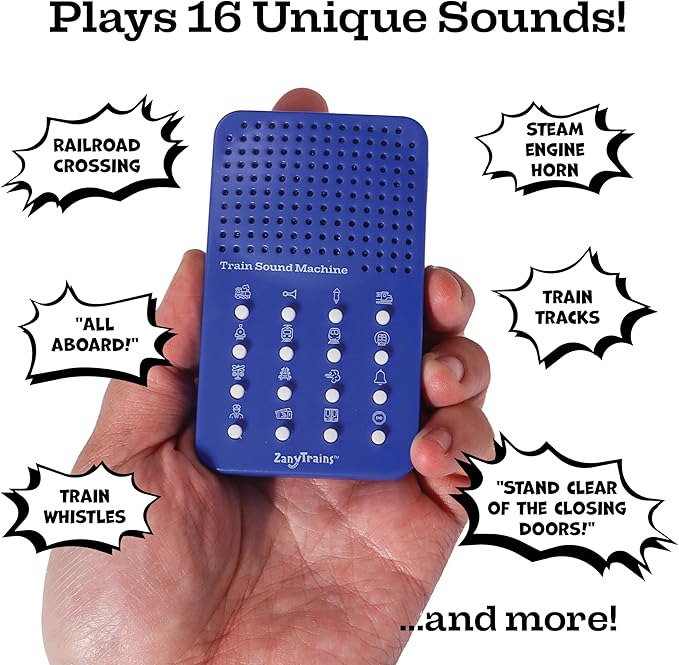 Train Noisemaker with 16 Sounds, Train Whistles, Horns, Conductor and Engine Noises, Portable Electronic Sound Maker Train Themed Sound Board For Kids With 16 Effects, Birthday Noise Maker Toy Gift