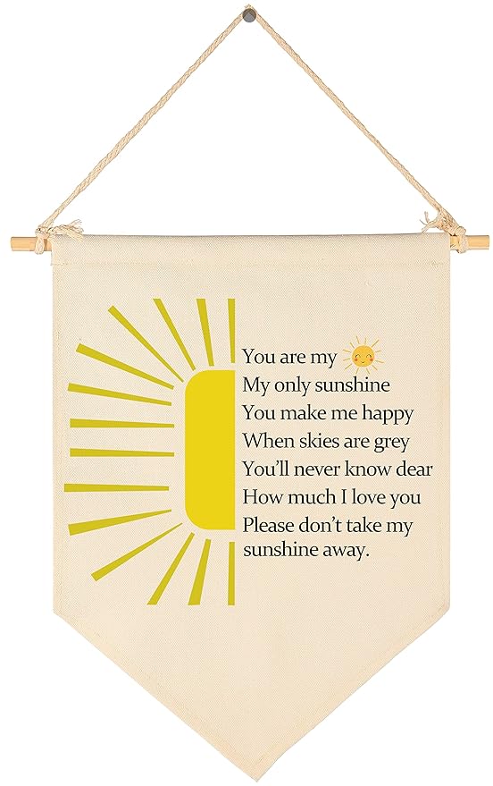 You are Gift My Sunshine-You Make Me Happy- Canvas Hanging Pennant Flag Banner Wall Sign Decor Gift for Nursery Baby Kids Girl Boy Teen Bedroom Playroom Decor- Birthday Christmas Gift
