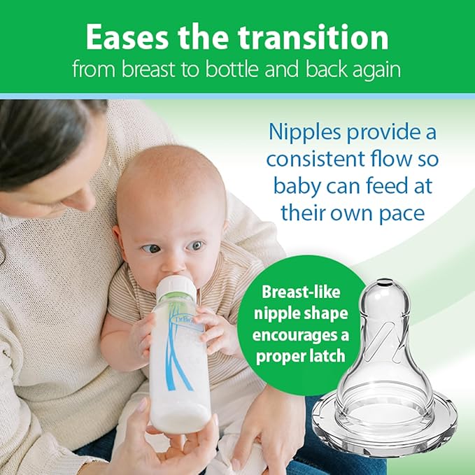 Dr. Brown's Anti-Colic Options+ Narrow Glass Baby Bottle with Level 1 Slow Flow Nipple, BPA-Free, 4 oz/120mL, 1-Pack