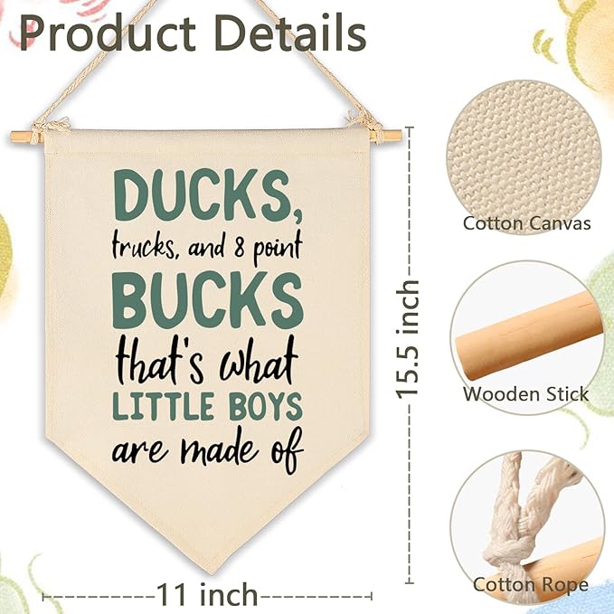 Duck Hunting Nursery Decor-Deer Wall Decor-Birthday Christmas Gift-Canvas Hanging Pennant Banner Wall Sign Decor Gift for Baby Kids Boy Teen,Nursery Bedroom Playroom Decor