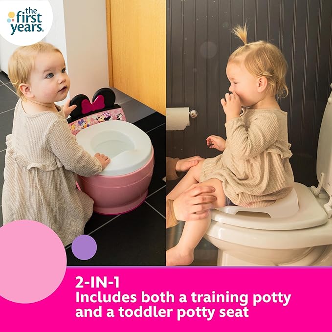 The First Years Disney Minnie Mouse Potty Training Toilet and Toddler Toilet Seat Attachment - 2-in-1 Toddler Potty Training Toilet with Removable Toilet Training Seat - Potty Training Must Haves