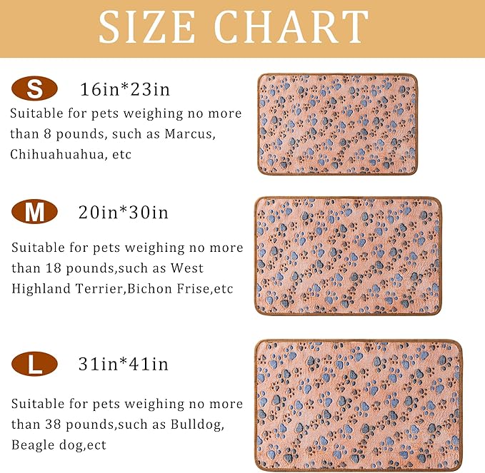 1 Pack 3 Blankets Super Soft Fluffy Premium Fleece Pet Blanket Flannel Paw Printed Throw for Dog Puppy Cat (Small 23x16'', White, Pink, Blue)