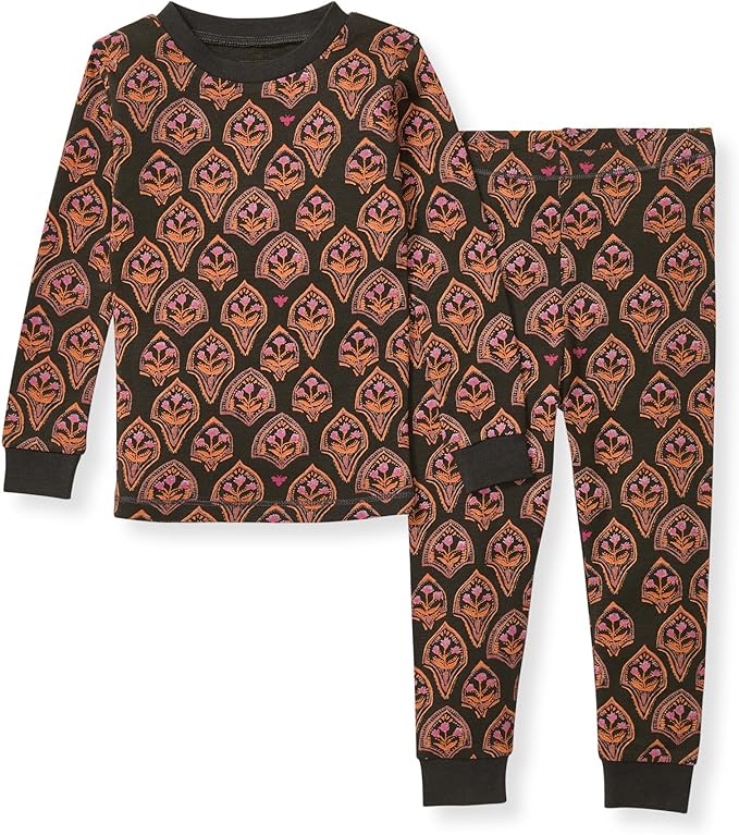 Burt's Bees Baby Girls' Pajamas, 2-Piece Long Sleeve Tee and Pants Organic Cotton PJ Set