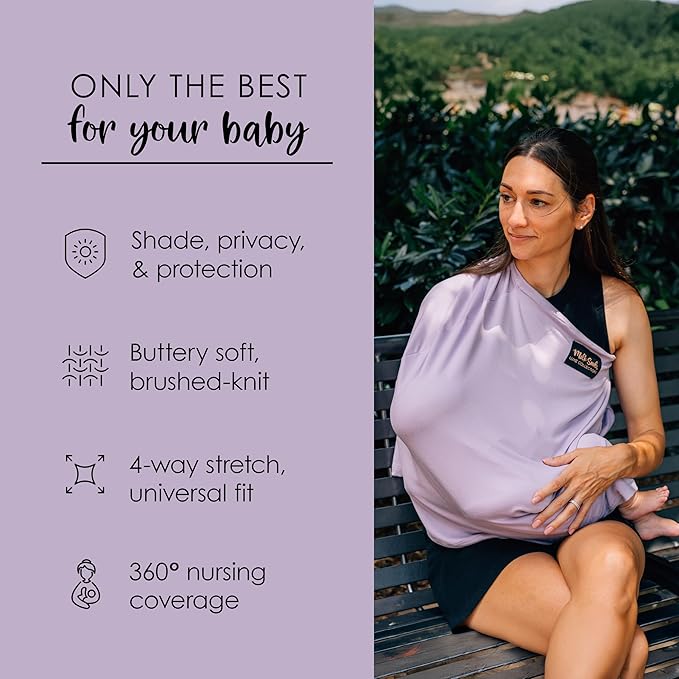 Milk Snob Original 5-in-1 Luxe Nursing Cover in Lavender - Added Privacy Breastfeeding Cover, Car Seat Cover for Carrier, Stroller, High Chair, Shopping Cart, Lounger Canopy, Newborn Essentials