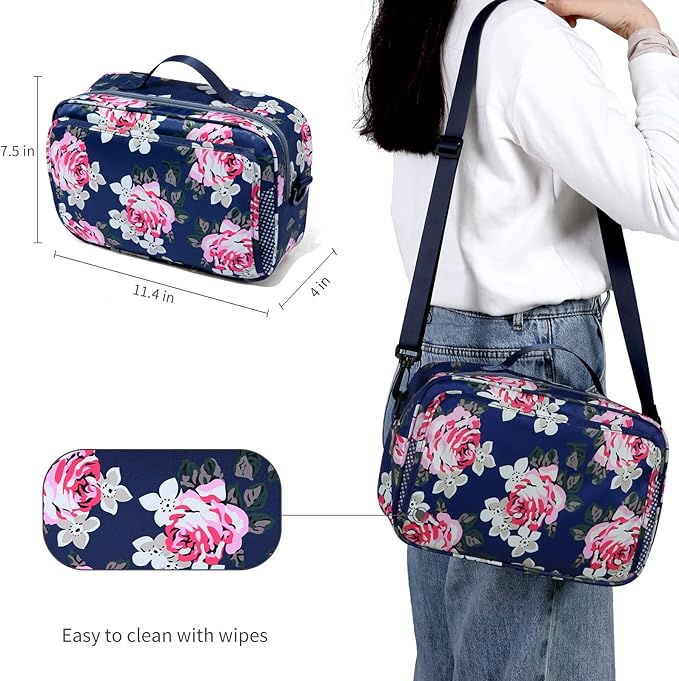 GOGOSO Baby Stroller Organizer Bag with Insulated Pocket, Universal Fit Most Strollers, Space for Diapers, Wipes & Toys Flower