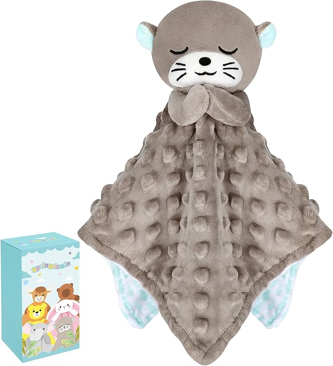 Loveys for Babies,Kawaii Otter Baby Security Blanket for Newborn Infant Toddler Snuggle Toy Stuffed Animal,Lovey Prayer Otter Security Blankets Baby Unisex for Birthday(Gray Otter,12in)