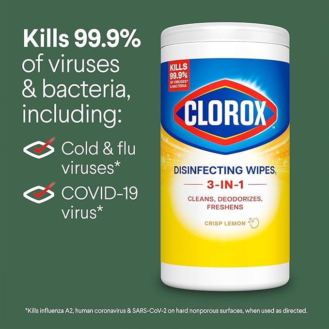 Clorox Disinfecting Cleaning Wipes for Spring Cleaning & Allergy Season, Bleach Free, Fresh Scent and Crisp Lemon, 75 Count Each, Pack of 2