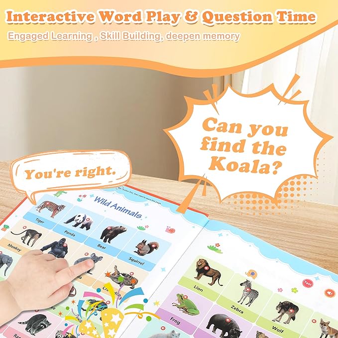 My First English Words Sound Book for Kids Ages 3-6, Interactive Toddler Books with 470+ Words & 21 Themes, Electronic Educational Toys for Boys & Girls, Speech Therapy Activities