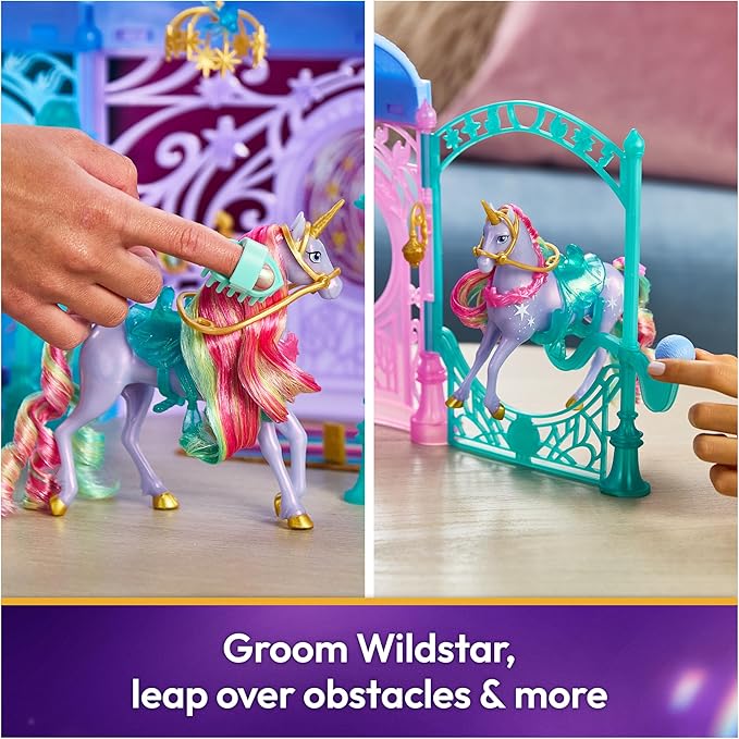 Unicorn Academy, Starglow Light-up Fountain & Stable Playset, Easter Gifts Idea, Dolls & Unicorn Toys, Includes Wildstar, 24 Accessories, Sound Effects