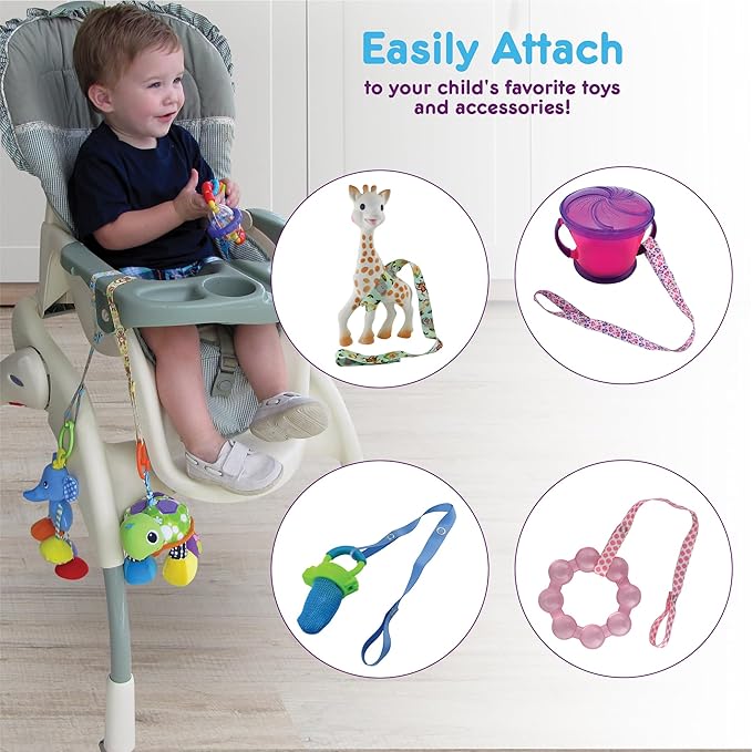 PBnJ Baby Toy Saver Strap Holder Leash Secure Accessories Flower/Hearts - 4pc