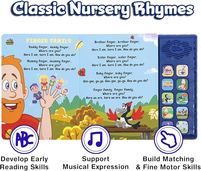Steve and Maggie Sound Book - Interactive Sing Along Books for Toddlers 10 Button Musical Learning Toys, Talking Books for Kids with Ocean Songs Educational Gifts for Boys & Girls (Classic Nursery)