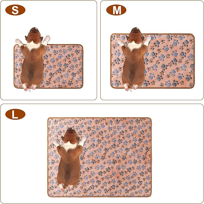 1 Pack 3 Blankets Super Soft Fluffy Premium Fleece Pet Blanket Flannel Paw Printed Throw for Dog Puppy Cat (Large 41x31'', White, Pink, Blue)