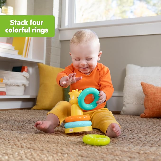 Bright Starts Giraffe Tower Stacking Toy, Multicolor, Unisex, 6 Months+ Baby Stacking Toys and Sensory Toys for Babies