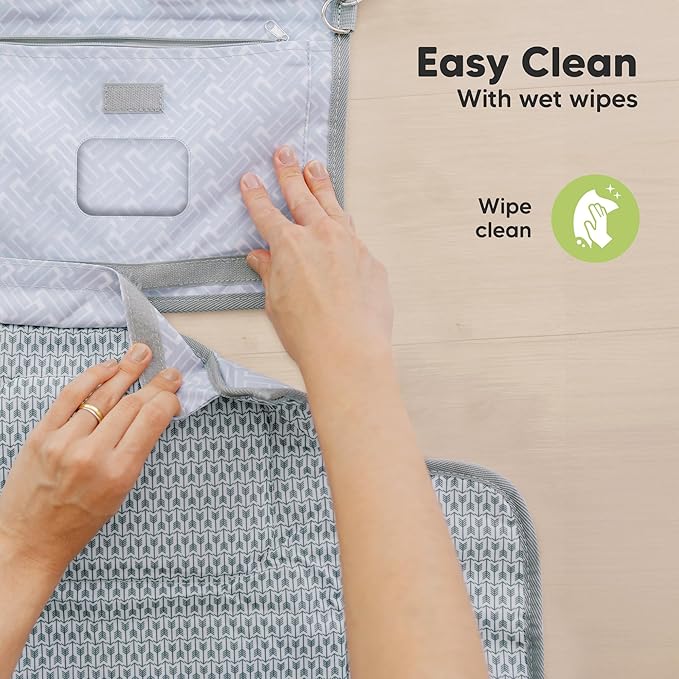 KeaBabies Portable Diaper Changing Pad - Large Waterproof Baby Changing Mat, Compact Travel Diaper Clutch, Functional Pockets Fit Newborn Essentials, Wipeable & Padded Baby Changer (Prairie)
