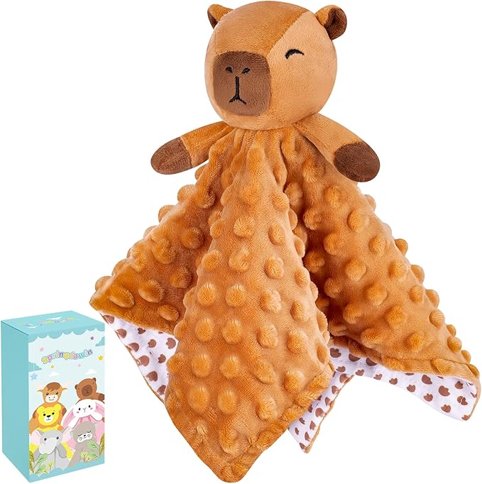 Loveys for Babies,Kawaii Capybara Baby Security Blanket for Newborn Infant Toddler Snuggle Toy Stuffed Animal,Lovey Capybaras Security Blankets Gifts Baby Unisex Birthday(Capybara,12.2in)