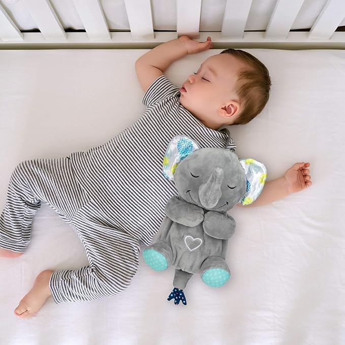Nuby Lifelike Animated Sleeping Elephant with 8 Soothing Lullabies & 4 Calming White Noises, 30 Min Non-Stop
