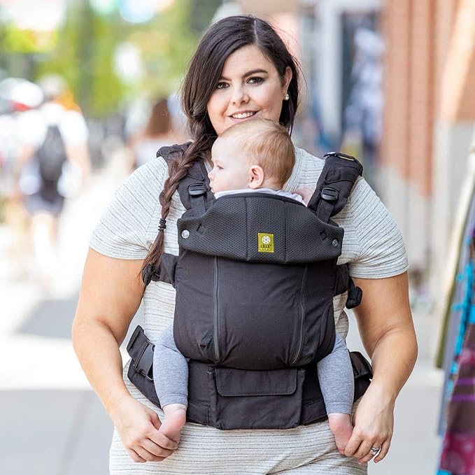 LÍLLÉbaby Serenity 6-in-1 Ergonomic Baby Carrier, Newborn to Toddler, Lumbar Support with Convertible Tote, Black