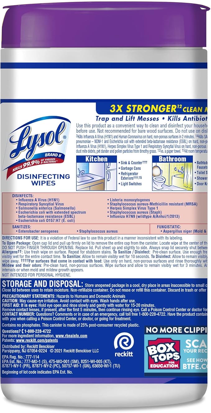 Lysol Disinfectant Wipes, Multi-Surface Antibacterial Cleaning Wipes, Dorm Room Essentials For Disinfecting and Cleaning, Early Morning Breeze, 80 Count (Pack of 1)