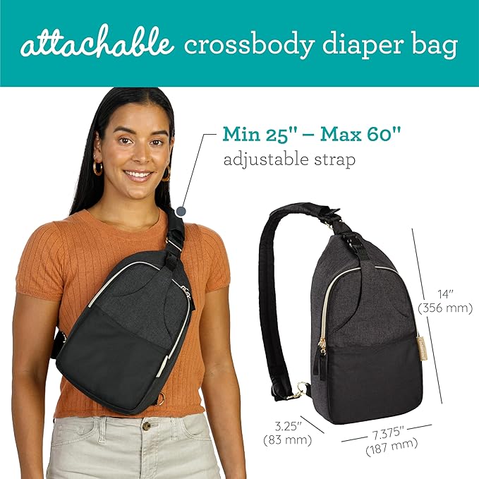 The Infantino Flip 4-in-1 Convertible Baby Carrier & Crossbody Diaper Bag - Grow-with-Me Carrier with Attachable Crossbody Diaper Bag, Black and Gold, 2-Piece Set