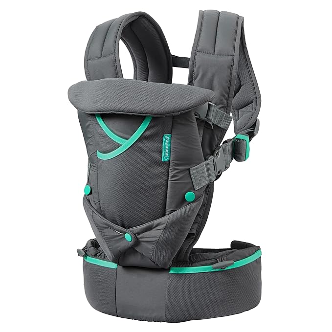 Infantino Carry On Active Baby Carrier, Ergonomic Multi-Pocket Baby Carrier for Newborn to Toddler 8-40 lbs with Padded Straps, Lumbar Belt Storage & Pacifier Loop, Registry Essential, Gray