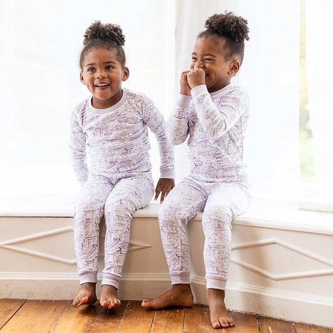 Burt's Bees Baby Girls' Pajamas, 2-Piece Long Sleeve Tee and Pants Organic Cotton PJ Set
