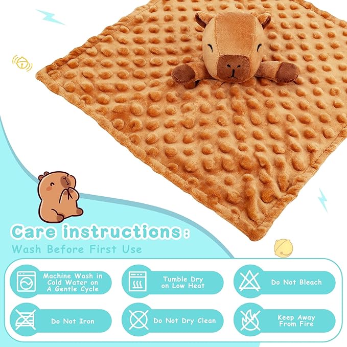 Loveys for Babies,Kawaii Capybara Baby Security Blanket for Newborn Infant Toddler Snuggle Toy Stuffed Animal,Lovey Capybaras Security Blankets Gifts Baby Unisex Birthday(Capybara,12.2in)