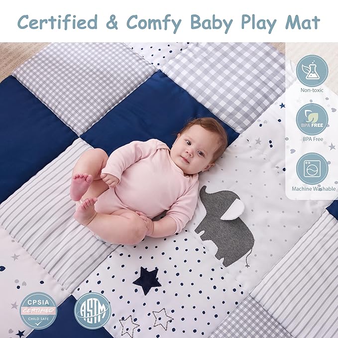 UTEX Baby Play Mat for Floor, 59 x71 Playpen Mat, Thick Cushioned Play Mat for Baby and Infants, Non-Slip & Machine Washable