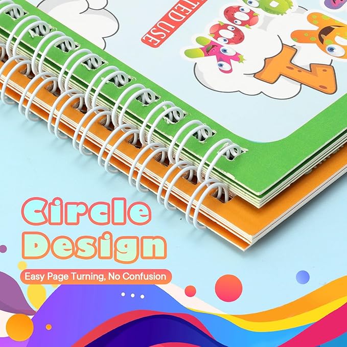 5 Pack Reusable Water Coloring Book for Toddlers, Water Doodle Book Toys, Paint with Water Books,Mess-Free Coloring Book, Portable Educational Doodle Drawing Toy,Educational Learning Kits Gifts