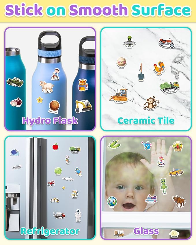 Benresive Reusable Sticker Book for Toddlers, Stickers for Kids, Toddler Travel Toys Activities Crafts Ages 3 and Up Easter Basket Stuffers Birthday Gifts - Farm, Space and Vehicle