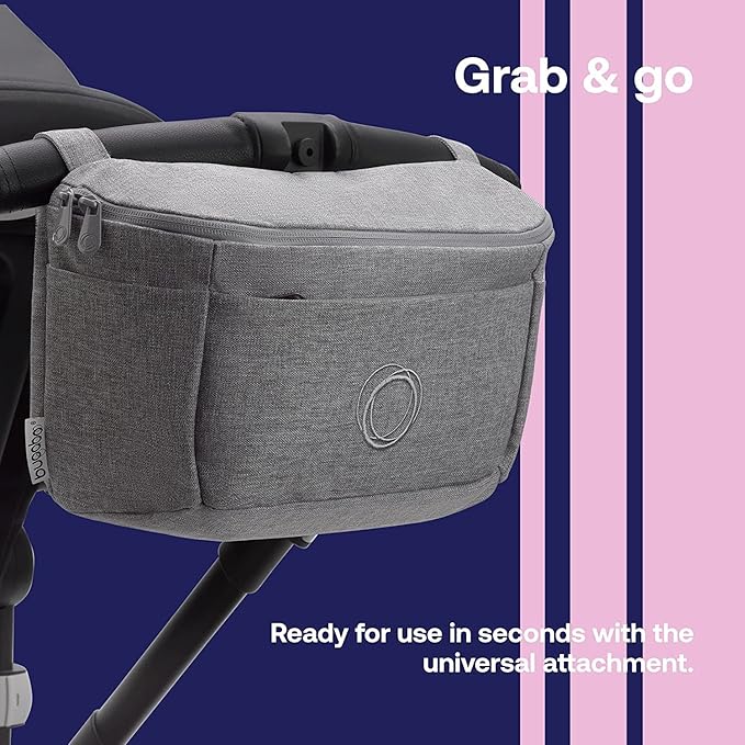 Bugaboo Organizer - Compact Size Multipocket Diaper Bag - Universal Compatible with Any Stroller - Attaches to the Handlebar - Midnight Black