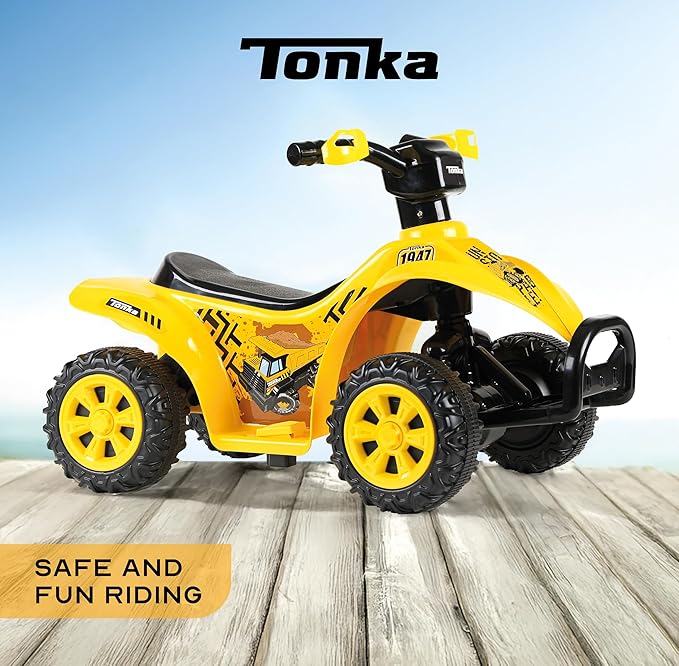 Tonka - 6V ATV Quad for Kids, Powerful and Safe Ride-On Toy with Rechargeable Battery, Forward and Reverse Driving, Max Weight Capacity of 55 LBS, Ages 2-3 Years