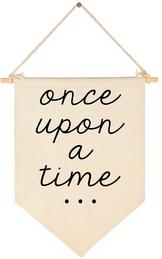 Once Upon a Time-Nursery Bedroom Playroom Decor Bookshel Bookcase Reading Corner-Birthday Christmas Gift-Hanging Pennant Flag Banner Wall Sign Decor Gift for Baby Kids Girl Boy Teen