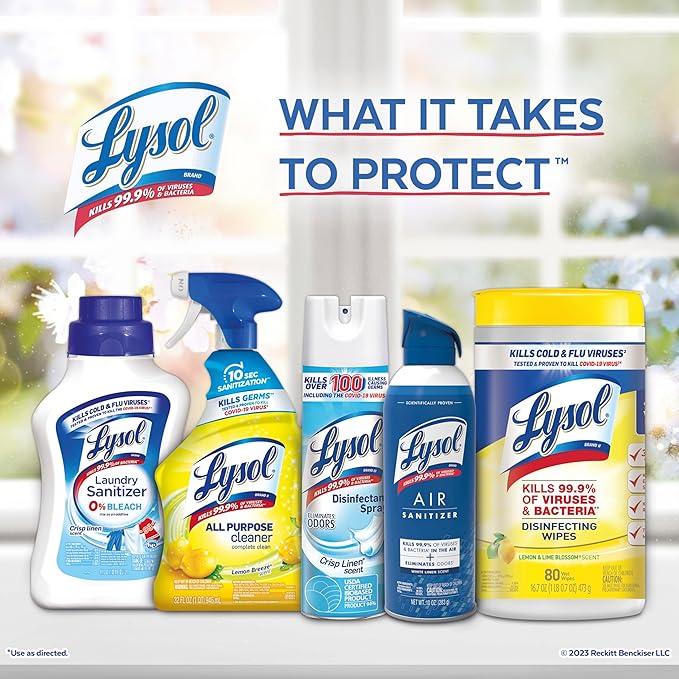 Lysol Disinfectant Wipes, Multi-Surface Cleaning Wipes, Dorm Room Essentials For Disinfecting and Cleaning, Mango & Hibiscus 80ct