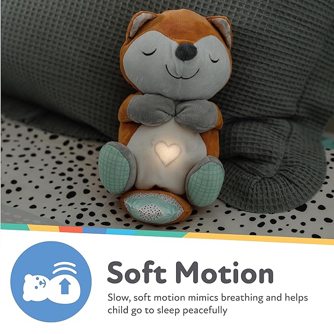 Nuby Lifelike Animated Sleeping Fox with 8 Soothing Lullabies & 4 Calming White Noises, 30 Min Non-Stop