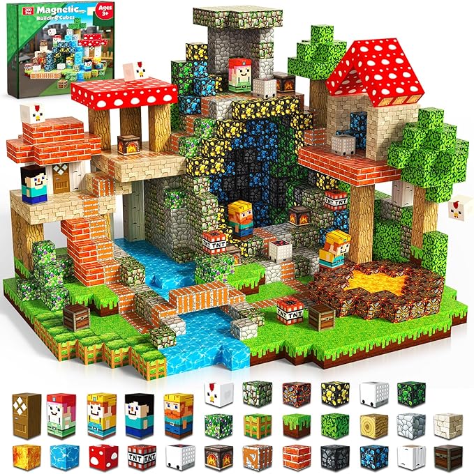 Goody King 200PCS Magnetic Blocks - Magnetic Building Blocks, Stacking Magnets for Kids, Strong Magnets, Sensory Toy for STEM Learning Toys for Kids 3+ Boys and Girls Christmas