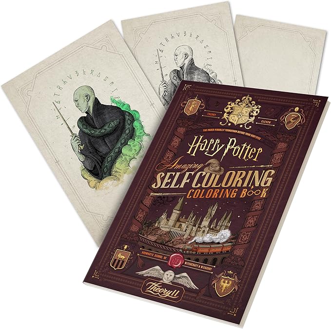 theory11 Harry Potter Self-Coloring Book – Officially Licensed Magical Designs for Fans & Creators – Intricate Illustrations Inspired by The Wizarding World for Potterheads & Artists