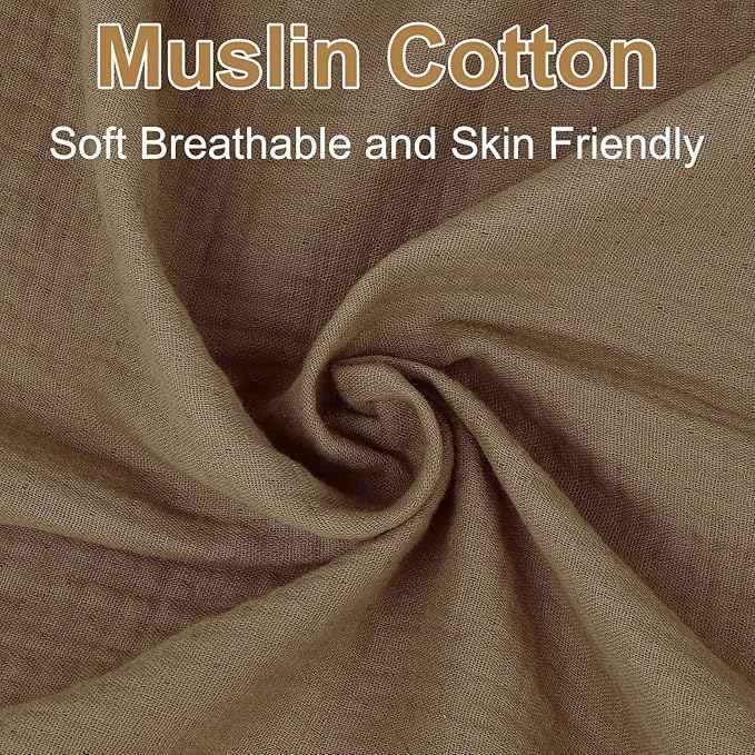 Muslin Changing Pad Cover for Baby Girls Boys-2 Pack 17"x 33" Cotton Soft Breathable Diaper Changing Pad Cover-Cozy Changing Pad Sheets-Neutral Taupe Brown & Light Beige