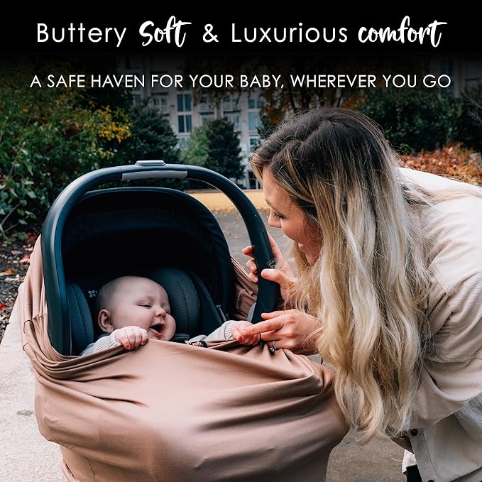 Milk Snob Original 5-in-1 Luxe Nursing Cover in Cocoa - Added Privacy Breastfeeding Cover, Car Seat Cover for Carrier, Stroller, High Chair, Shopping Cart, Lounger Canopy, Newborn Essentials