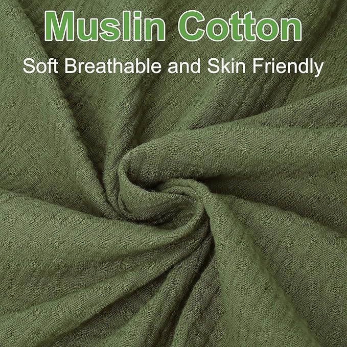 Muslin Changing Pad Cover for Baby Girls Boys-2 Pack 17"x 33" Cotton Soft Diaper Changing Pad Cover-Breathable Changing Pad Sheets-Neutral Boho Olive Green & Beige