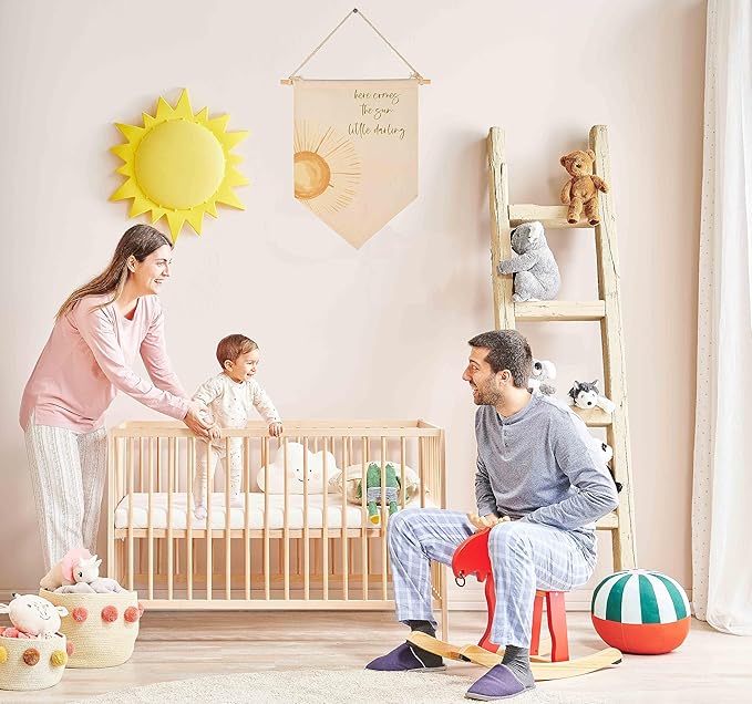 Here Comes The Sun,Little Darling-Sunshine Decor-Baby Flag Presents Shower-Flag Decor Gifts for Baby Boys Girls Kids-Banner Pennant Wall Sign Gifts for Nursery Kids Room Playroom Bedroom