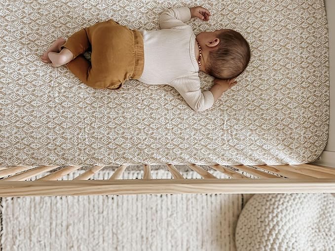Crane Baby Soft Cotton Crib Mattress Sheet, Fitted Sheet for Cribs and Toddler Beds, Diamond, 28”w x 52”h x 9”d