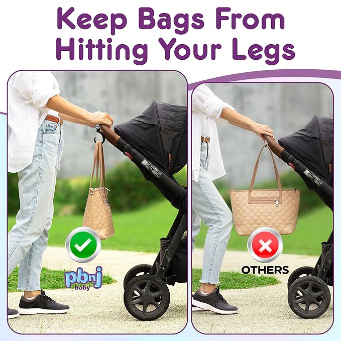 PBnJ baby Stroller Hooks 2 Pack Organizer Clip Travel Purse Shopping Diaper Bags