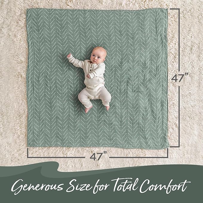 Itzy Ritzy Breastfeeding Boss Multi-Use Cover – A Nursing Cover, Swaddle, Car Seat Wrap, Tummy Time Mat & Burp Cloth All in One – Made of Soft Muslin Fabric & Measures 47” x 47” (Sage Mudcloth)