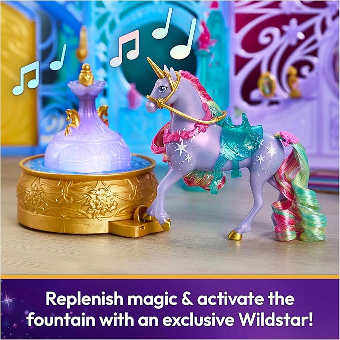 Unicorn Academy, Starglow Light-up Fountain & Stable Playset, Easter Gifts Idea, Dolls & Unicorn Toys, Includes Wildstar, 24 Accessories, Sound Effects