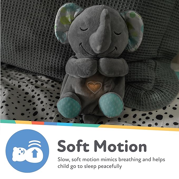 Nuby Lifelike Animated Sleeping Elephant with 8 Soothing Lullabies & 4 Calming White Noises, 30 Min Non-Stop