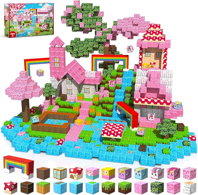 Goody King 150PCS Magnetic Blocks - Unicorn Magnetic Building Blocks, Stacking Magnets for Kids, Strong Magnets, Sensory Toy for STEM Learning Toys for Kids 3+ Boys and Girls Christmas Birthday Gifts